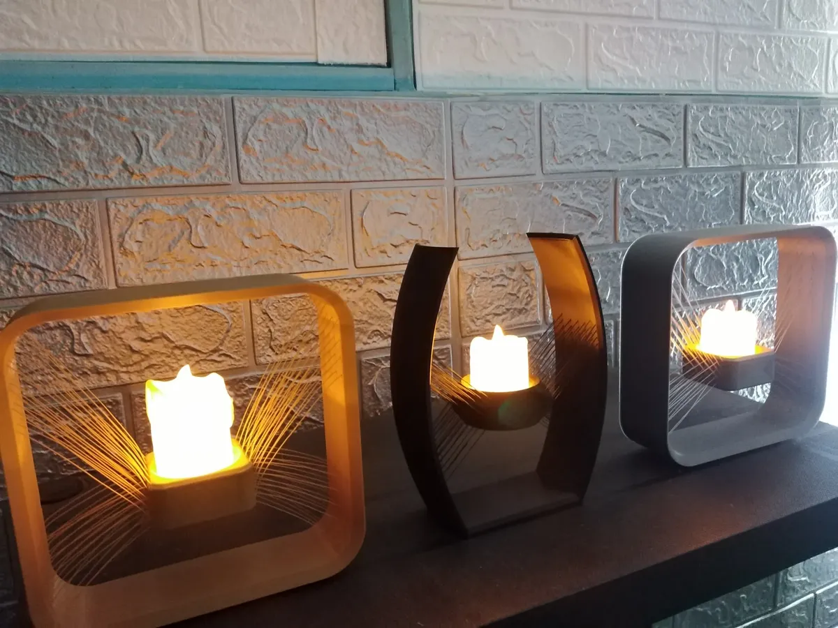 Adorno con vela led efecto flotante
