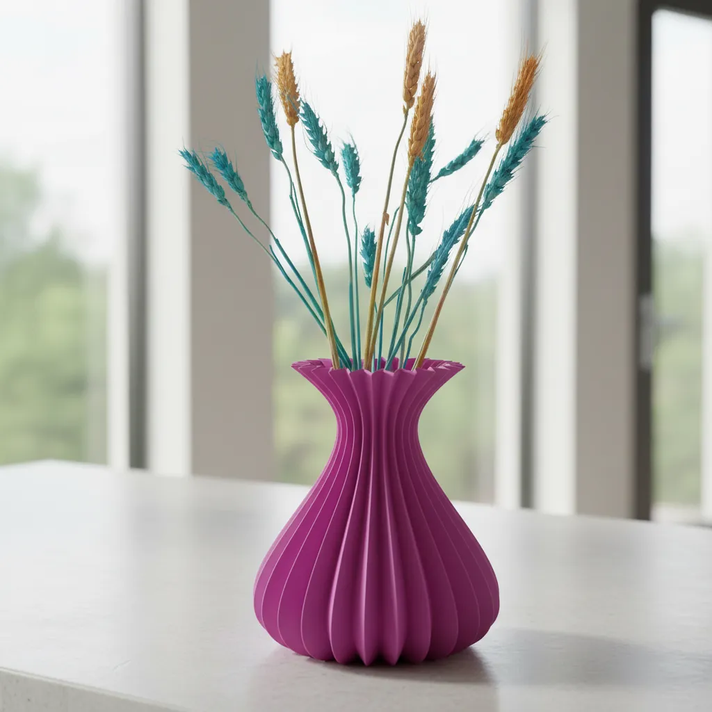 Jarrón Aura Vitra violeta con planta artificial tipo trigo - Imagen 2