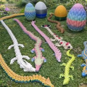 Dragón Chino articulado con huevo - figuras flexibles
