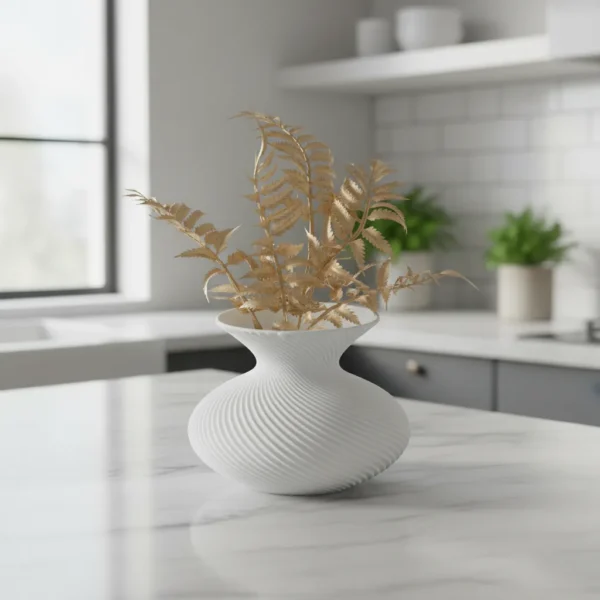1} Jarrón Aura Pure blanco con planta artificial incluida