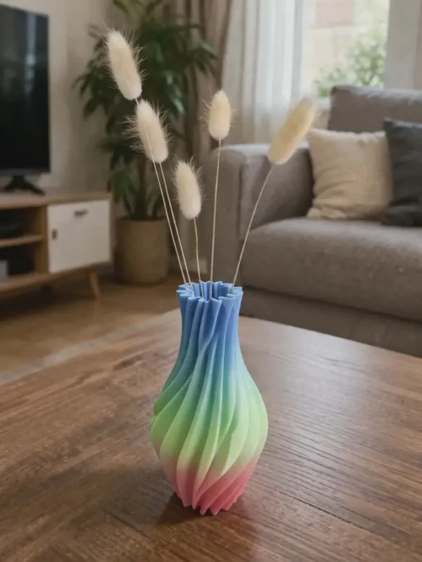 1} Florero Arcoíris con planta artificial