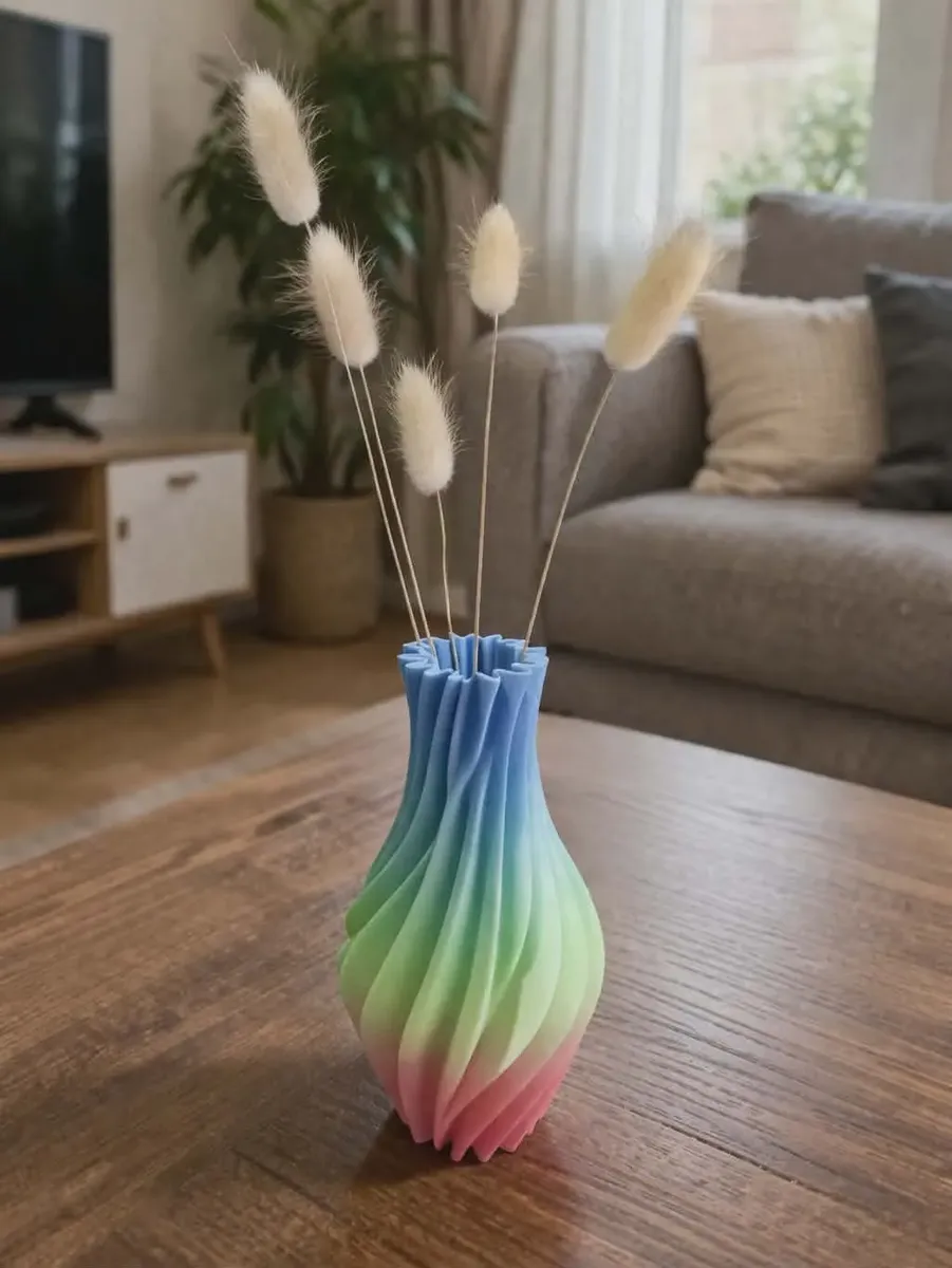 Florero Arcoíris con planta artificial