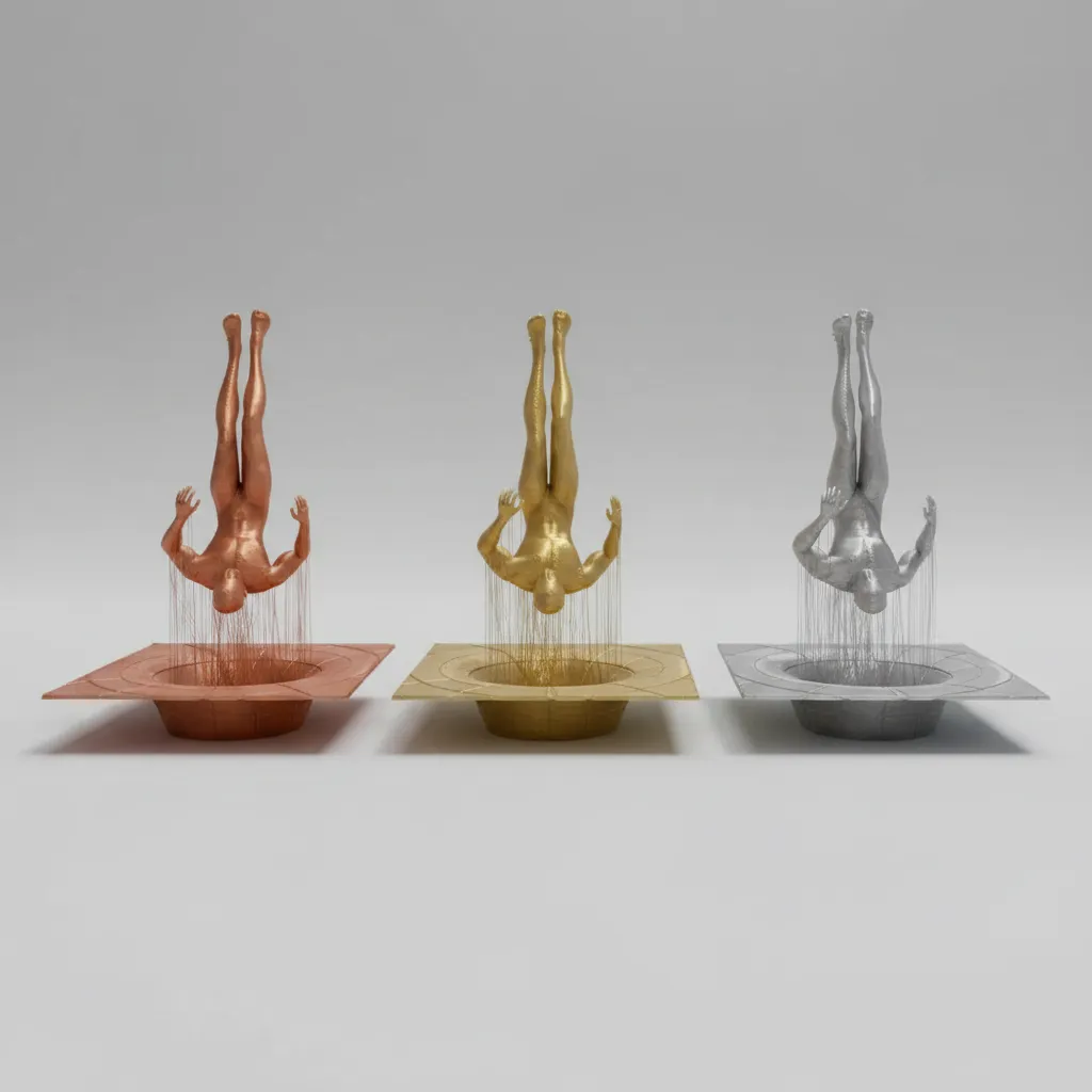 Set de 3 Figuras Decorativas 3D – Esculturas Flotantes con Hilos - Imagen 2