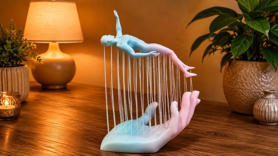 Escultura Decorativa "Levitación Suspendida" | Arte con Hilos | Diseño Moderno
