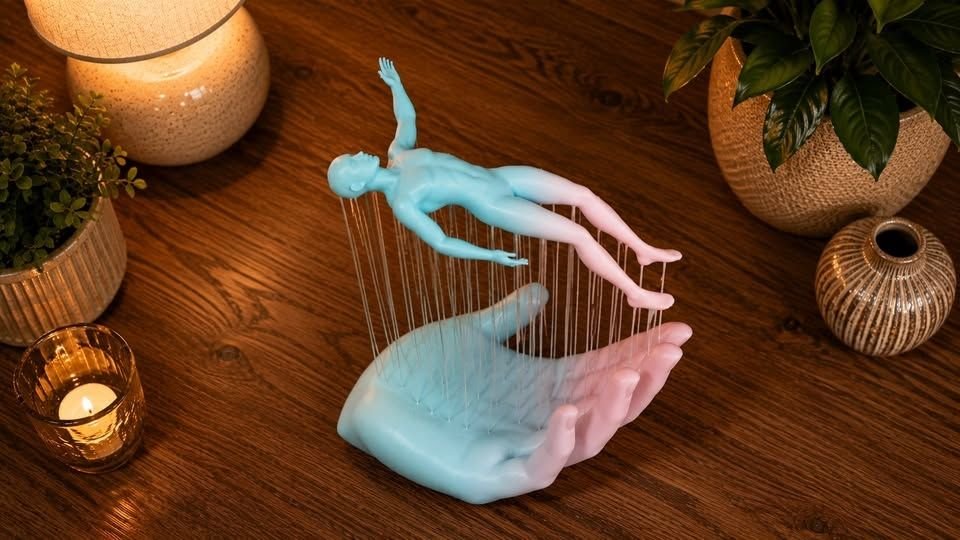 Escultura Decorativa "Levitación Suspendida" | Arte con Hilos | Diseño Moderno - Imagen 2