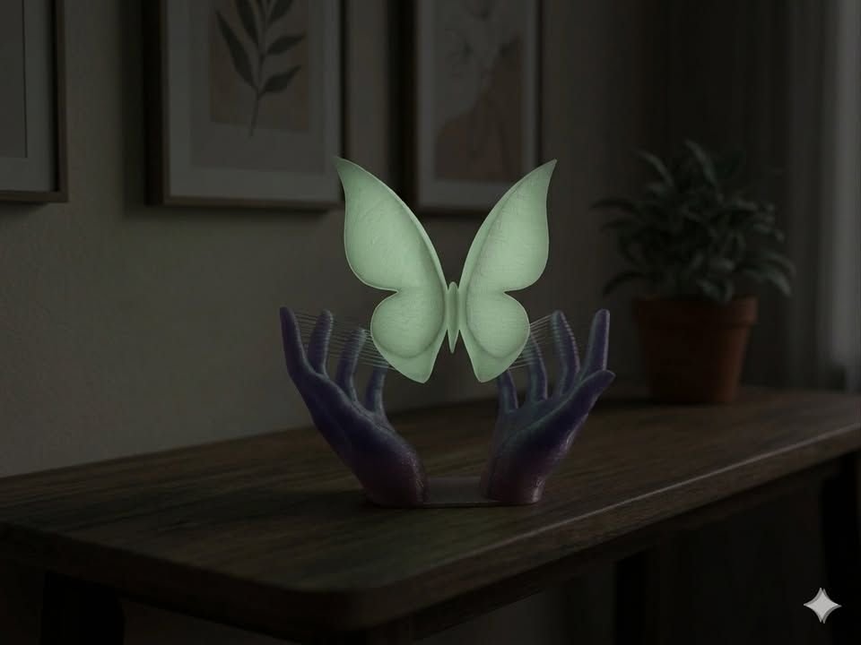Figura Decorativa 3D – Mariposa Flotante con Manos - Imagen 2