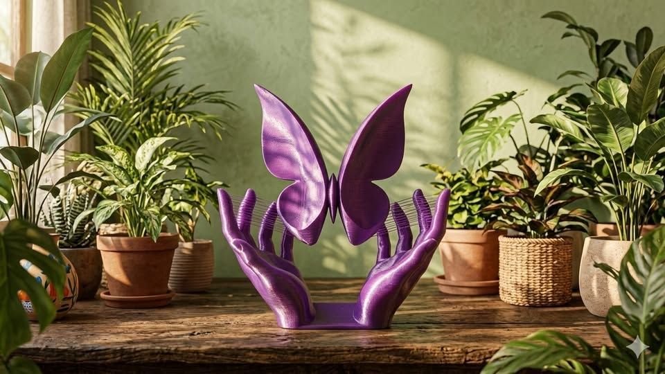 Figura Decorativa 3D – Mariposa Flotante con Manos - Imagen 3