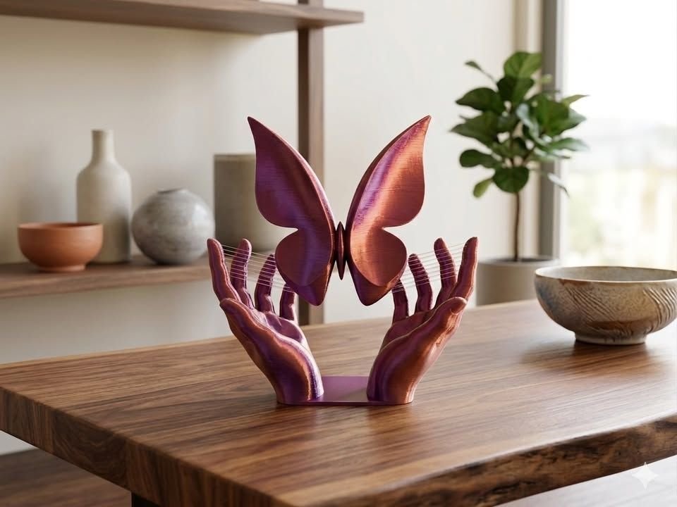Figura Decorativa 3D – Mariposa Flotante con Manos - Imagen 4